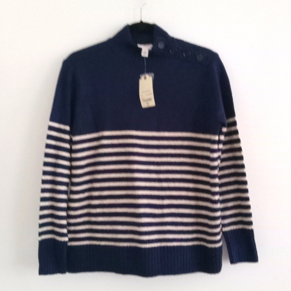 St John's Bay Navy Striped Nautical Sweater Knit Top